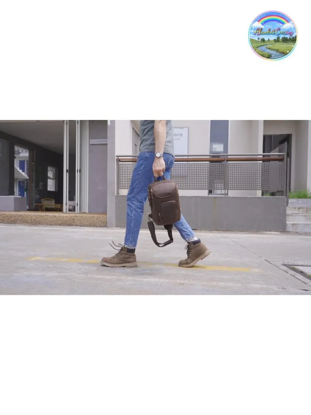 Vintage Full Grain Leather Sling Bag Crossbody Chest Daypack